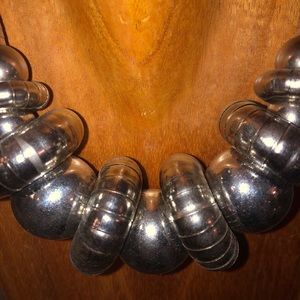 Lightweight silver choker collar chunky necklace